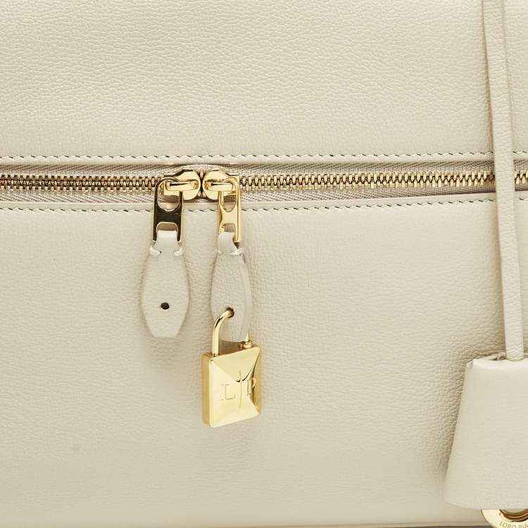 Pre Owned Loro Piana Extra Pocket L27 Beige Leather Pouch Bag