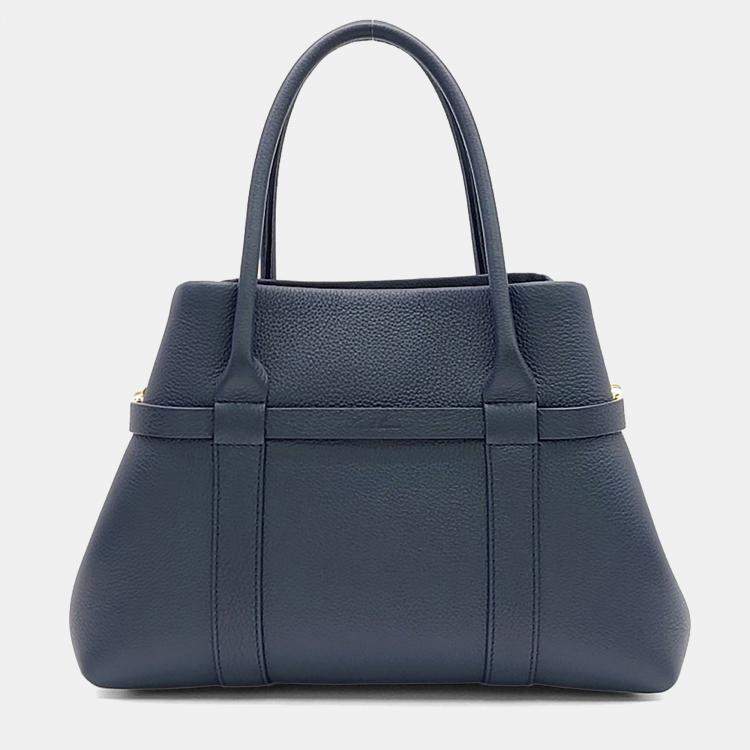 مملوكة مسبقًا Loro Piana Blue Leather Giera Small Shopper Bag