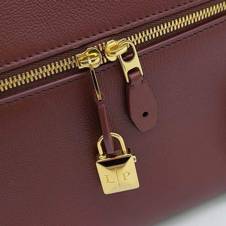 Pre Owned Loro Piana Brown Red Leather Extra Bag L27