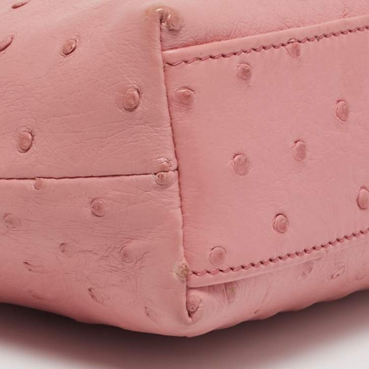 Pre Owned Loro Piana L19 Extra Pocket Pink Ostrich Pouch