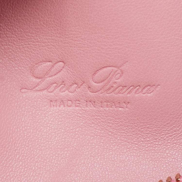 Pre Owned Loro Piana L19 Extra Pocket Pink Ostrich Pouch