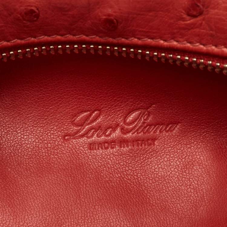 Pre Owned Loro Piana L19 Extra Pocket Red Ostrich Pouch
