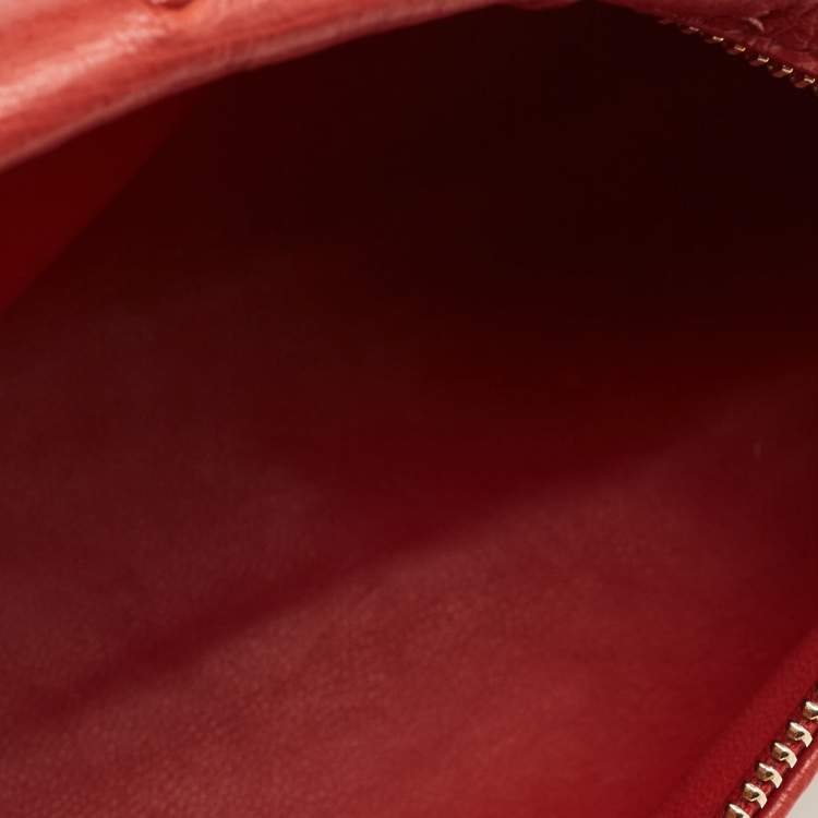 Pre Owned Loro Piana L19 Extra Pocket Red Ostrich Pouch