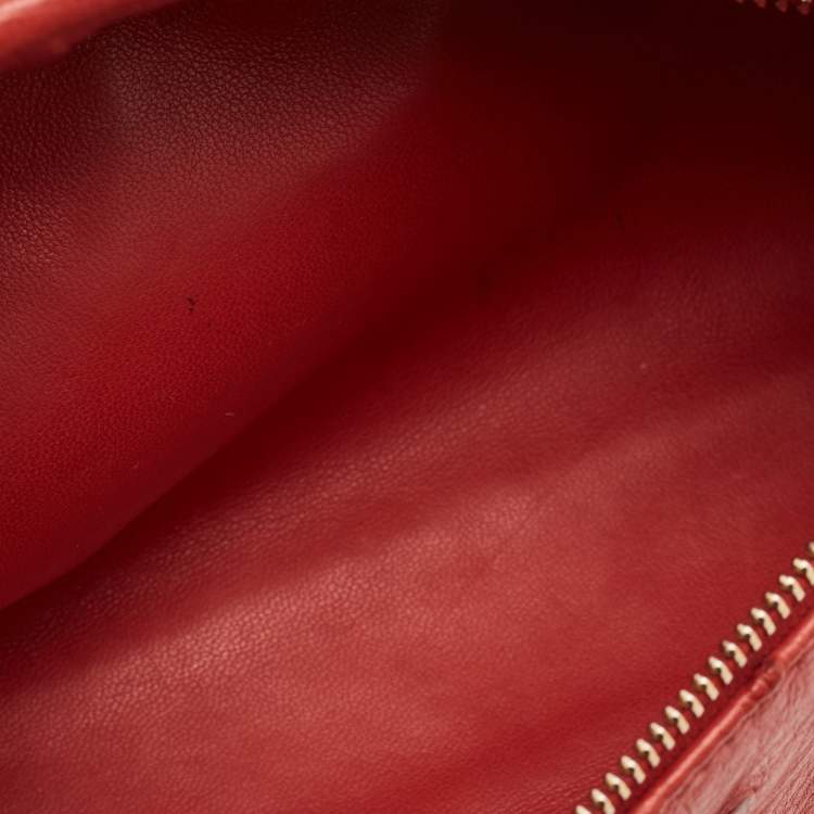 Pre Owned Loro Piana L19 Extra Pocket Red Ostrich Pouch