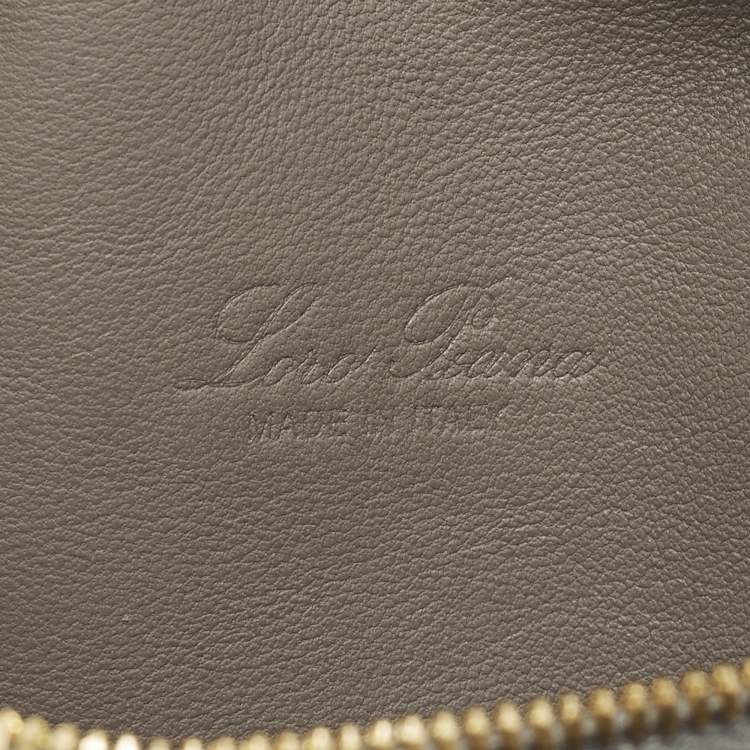 Pre Owned Loro Piana L19 Grey Ostrich Extra Pocket Pouch Clutch