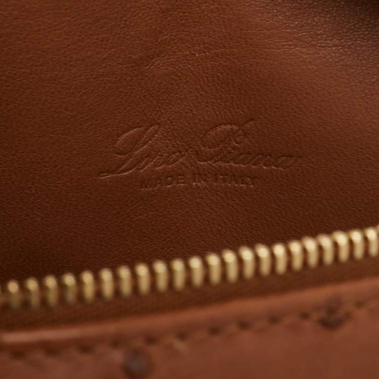 Pre Owned Loro Piana L19  Extra Pocket Brown Ostrich Pouch 