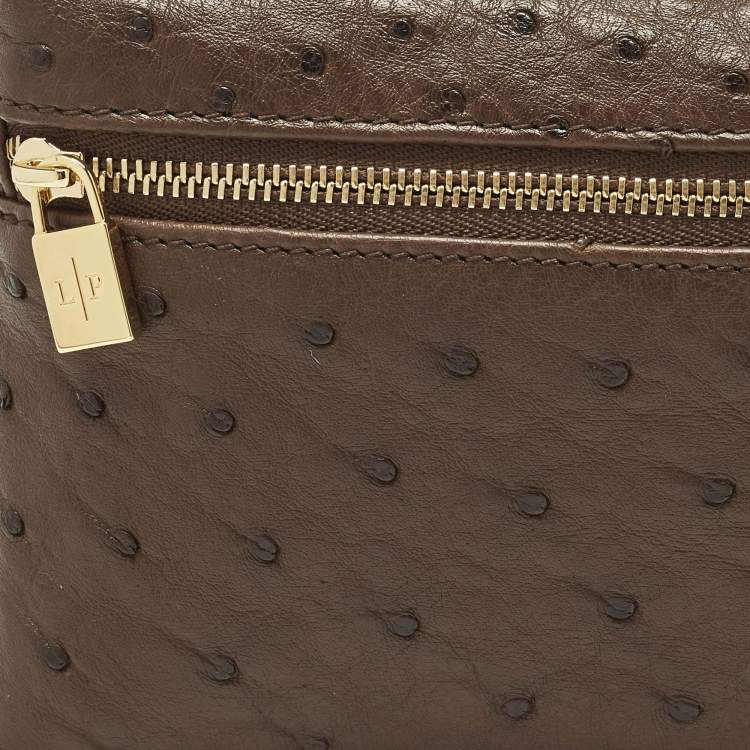 Pre Owned Loro Piana L19 Extra Pocket Brown Ostrich Pouch