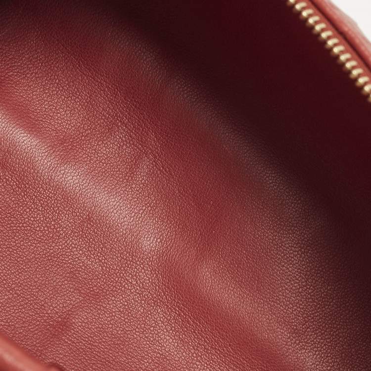 Pre Owned Loro Piana L19 Extra Pocket Red Ostrich Pouch