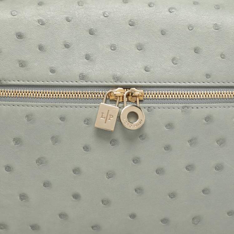 Pre Owned Loro Piana Grey Ostrich Extra Pocket L27 Pouch