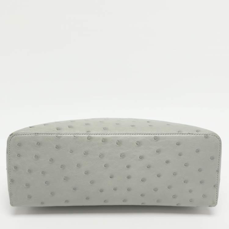 Pre Owned Loro Piana Grey Ostrich Extra Pocket L27 Pouch