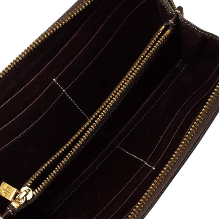 Pre Owned Loro Piana Dark Grey Leather Zip Around Pouch
