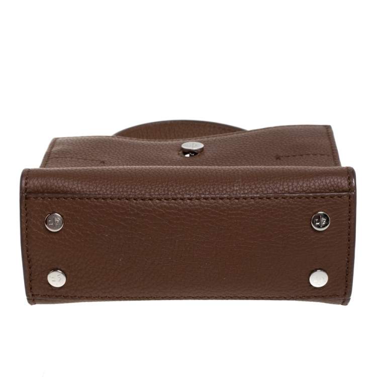 Pre Owned Loro Piana Brown Leather and Suede Petite Odessa Top Handle Bag