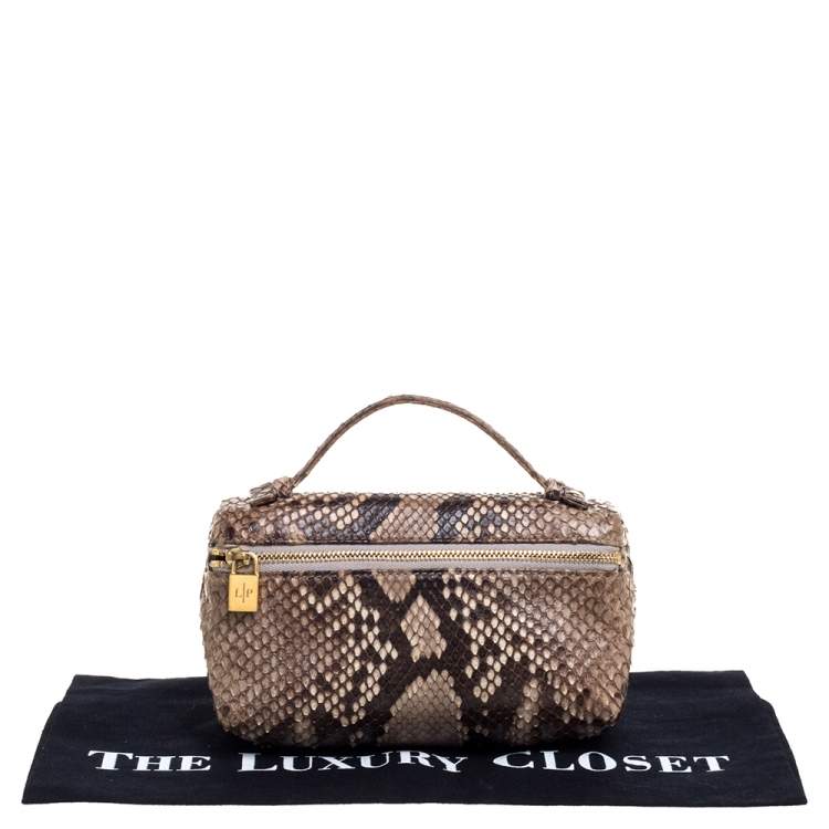 Pre Owned Loro Piana Beige/Brown Python Mini Pouch