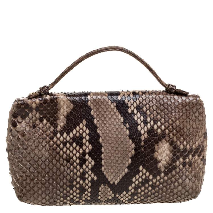 Pre Owned Loro Piana Beige/Brown Python Mini Pouch