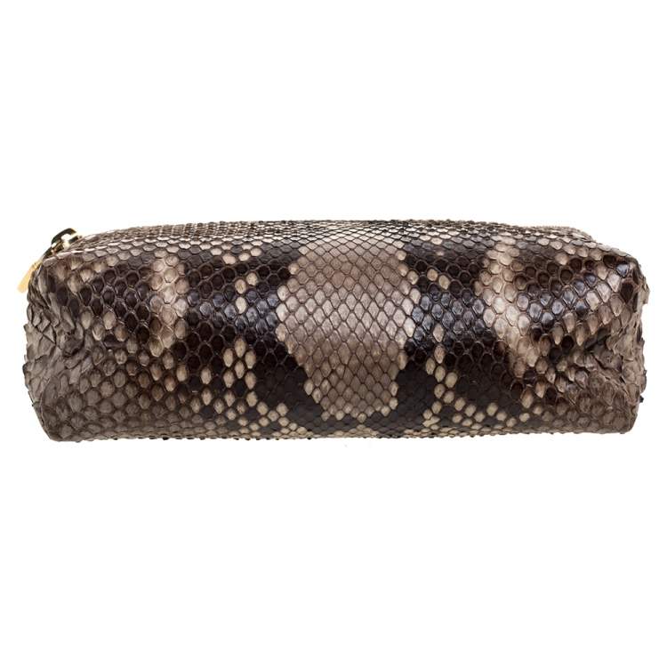 Pre Owned Loro Piana Beige/Brown Python Mini Pouch