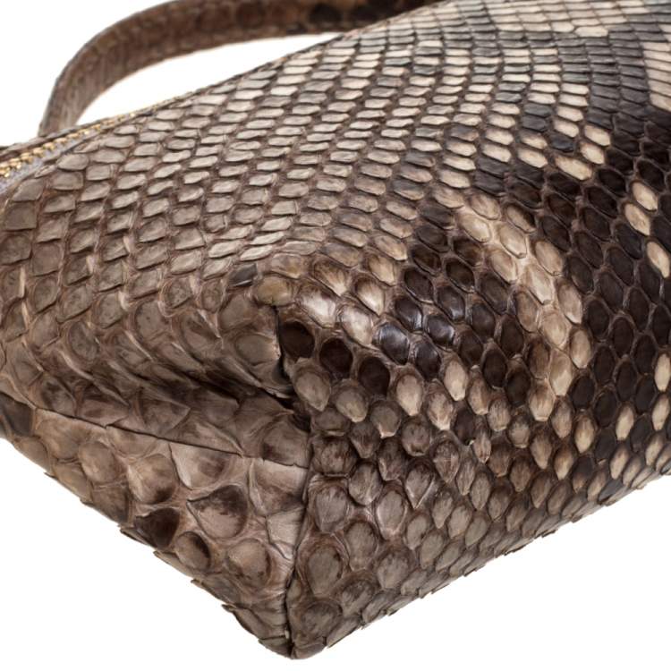 Pre Owned Loro Piana Beige/Brown Python Mini Pouch