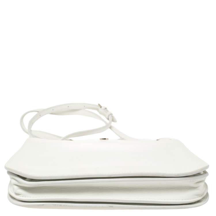 Pre Owned Loro Piana White Leather Milky Way Crossbody Bag