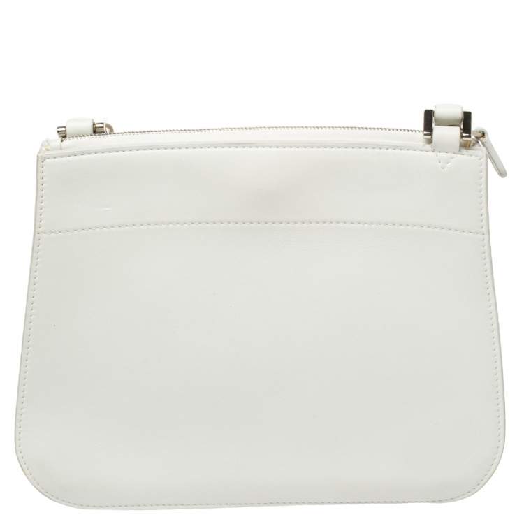 Pre Owned Loro Piana White Leather Milky Way Crossbody Bag