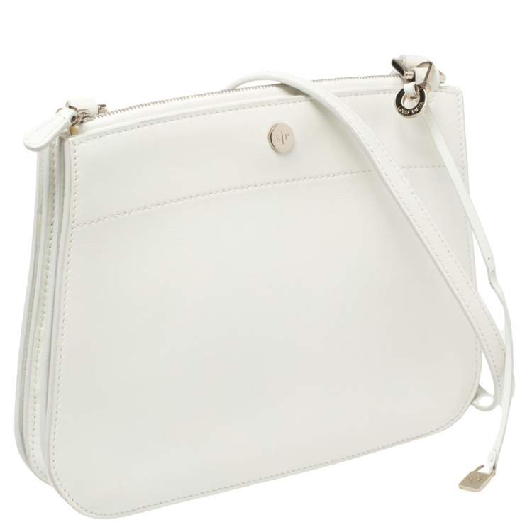 Pre Owned Loro Piana White Leather Milky Way Crossbody Bag