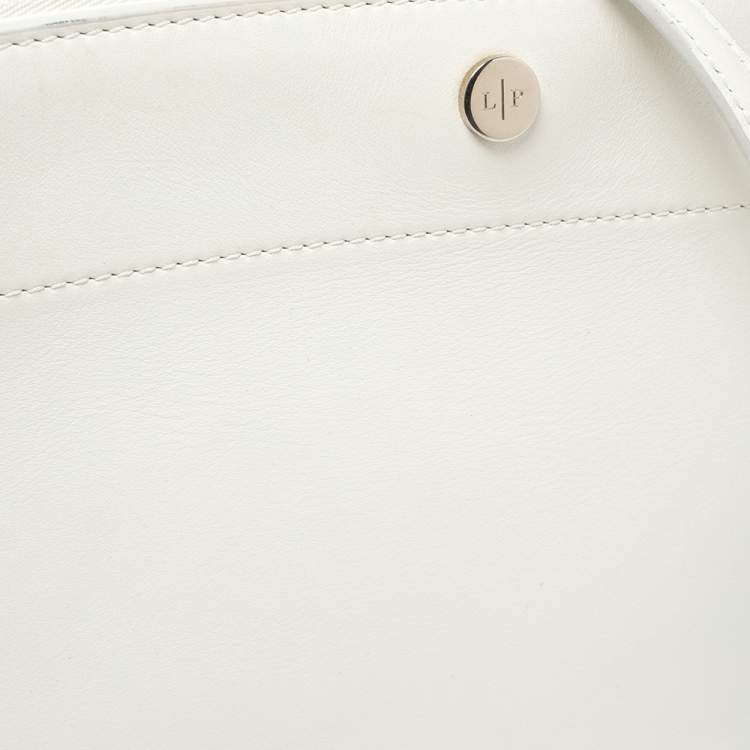 Pre Owned Loro Piana White Leather Milky Way Crossbody Bag