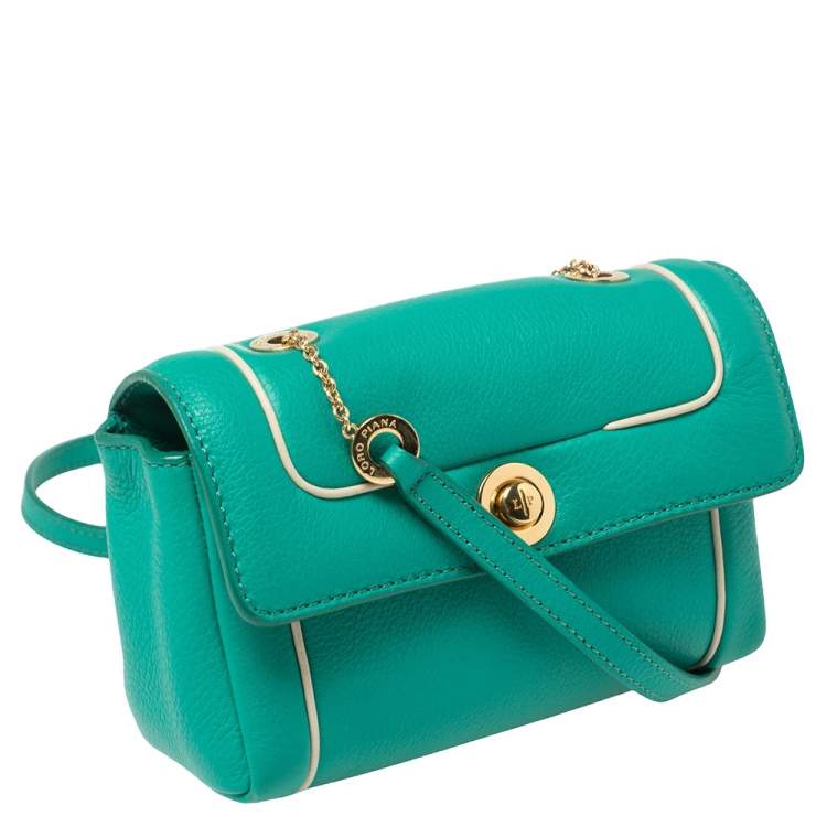 Pre Owned Loro Piana Green Leather Crossbody Bag