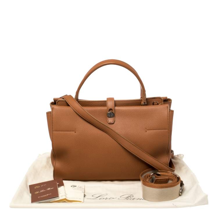 Pre Owned Loro Piana Brown Leather Petite Odessa Top Handle Bag