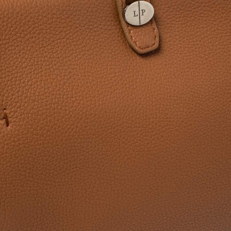 Pre Owned Loro Piana Brown Leather Petite Odessa Top Handle Bag
