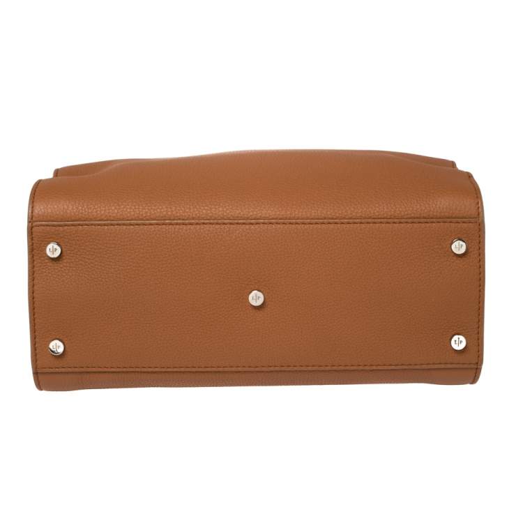 Pre Owned Loro Piana Brown Leather Petite Odessa Top Handle Bag
