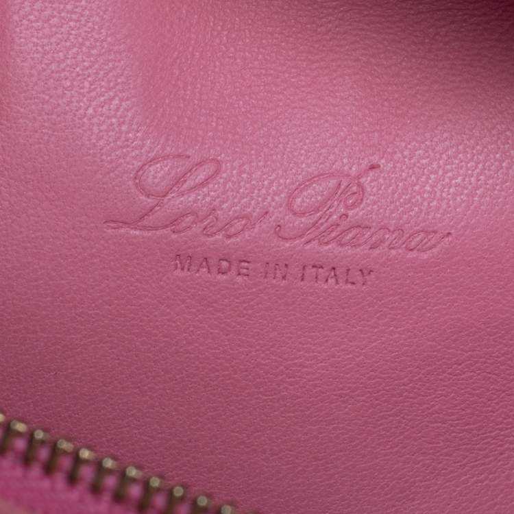Pre Owned Loro Piana Pink Ostrich Zip Pouch
