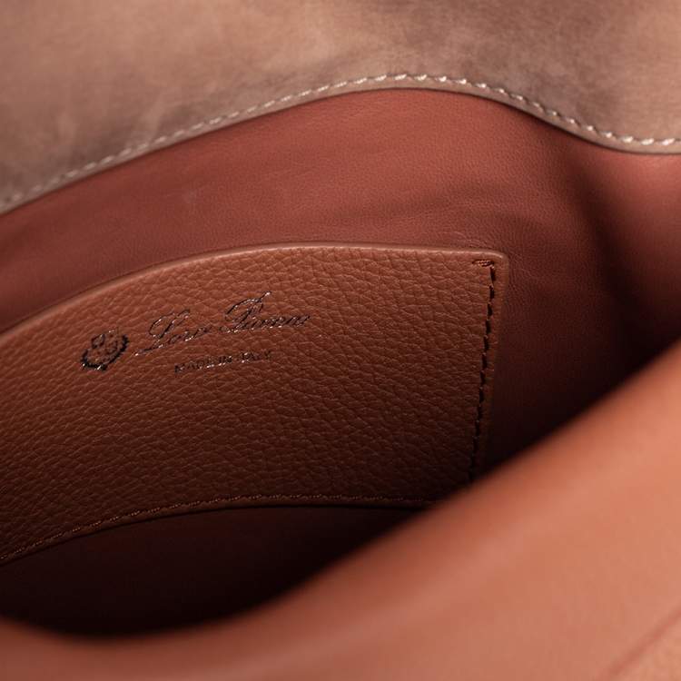 Pre Owned Loro Piana Caramel Brown Leather Flap Top Handle Bag