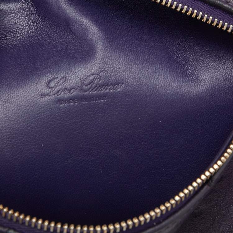 Pre Owned Loro Piana Purple Ostrich Leather Zip L19 Pouch