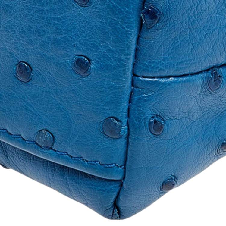 Pre Owned Loro Piana Blue Ostrich L19 Pouch 