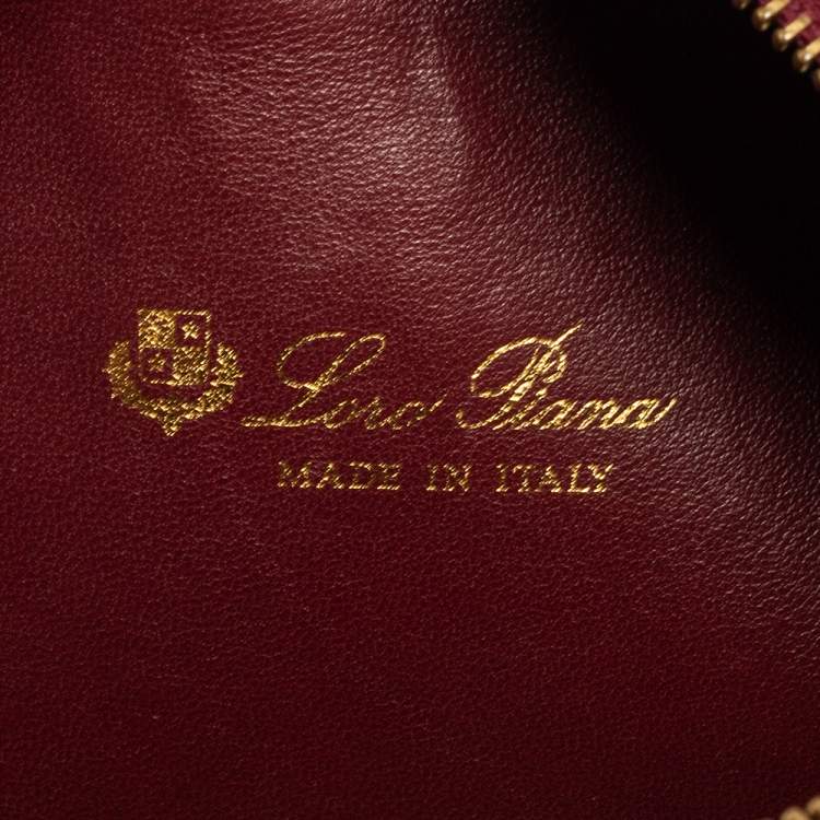 Pre Owned Loro Piana Burgundy Ostrich Zip L19 Pouch