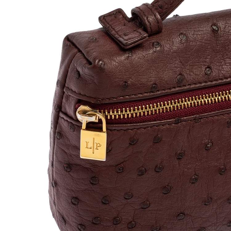 Pre Owned Loro Piana Burgundy Ostrich Zip L19 Pouch