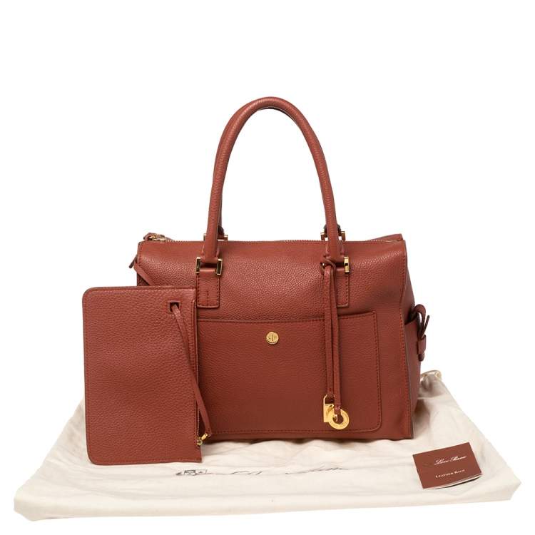 Pre Owned Loro Piana Brown Pebbled Leather Tote