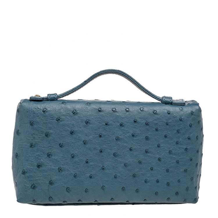 مملوكة مسبقًا Loro Piana Teal Ostrich Zip L19 Pouch
