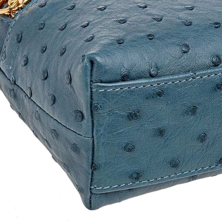مملوكة مسبقًا Loro Piana Teal Ostrich Zip L19 Pouch
