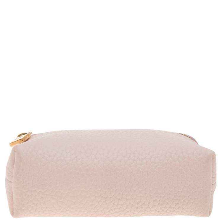 Pre Owned Loro Piana Pink Leather Zip L14 Pouch
