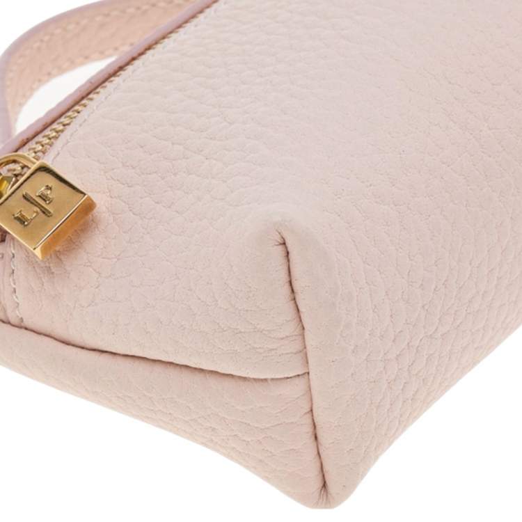 Pre Owned Loro Piana Pink Leather Zip L14 Pouch