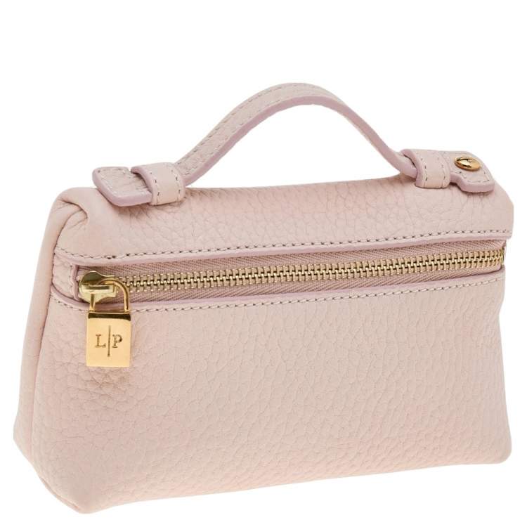 Pre Owned Loro Piana Pink Leather Zip L14 Pouch