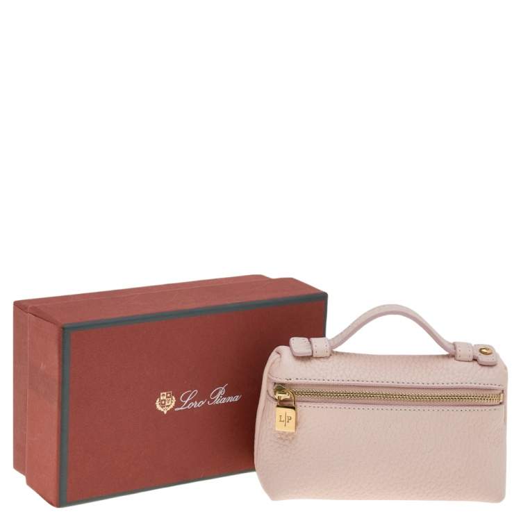 Pre Owned Loro Piana Pink Leather Zip L14 Pouch