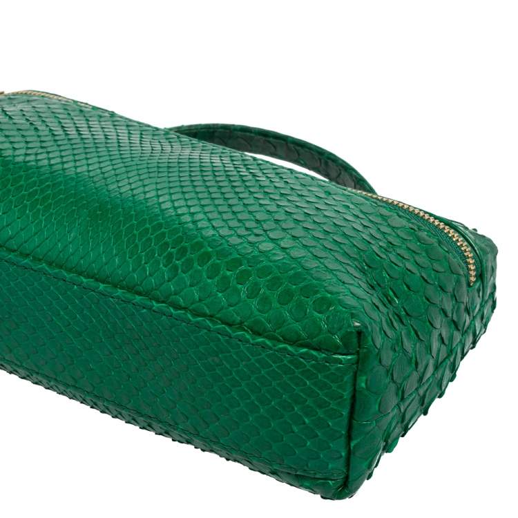 Pre Owned Loro Piana Green Snakeskin L19 Pouch 
