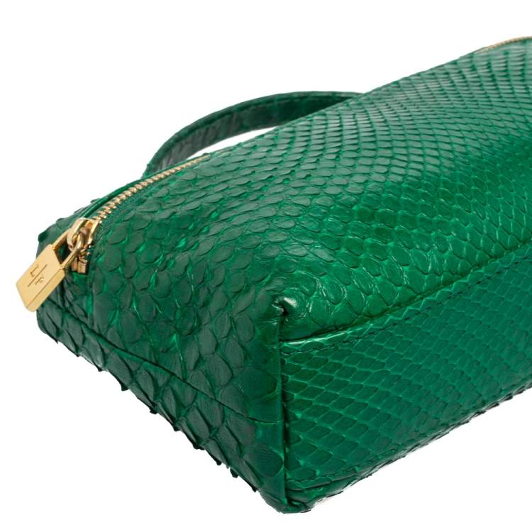 Pre Owned Loro Piana Green Snakeskin L19 Pouch 