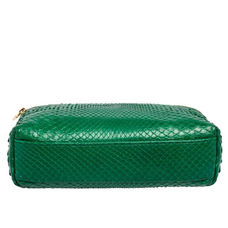 Pre Owned Loro Piana Green Snakeskin L19 Pouch 