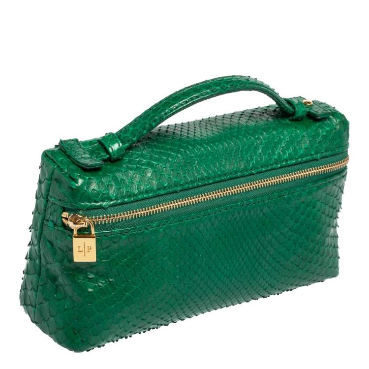 Pre Owned Loro Piana Green Snakeskin L19 Pouch 