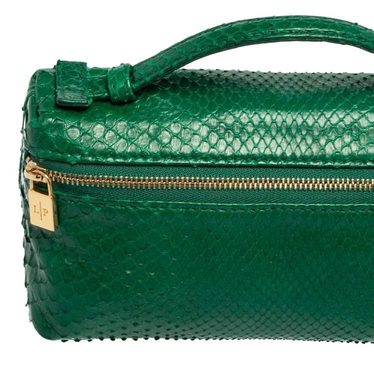 Pre Owned Loro Piana Green Snakeskin L19 Pouch 