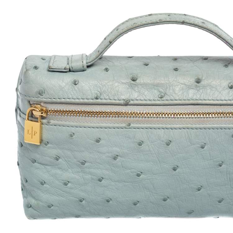Pre Owned Loro Piana Pale Blue Ostrich L19 Pouch 