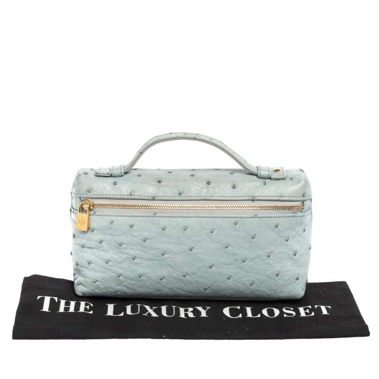 Pre Owned Loro Piana Pale Blue Ostrich L19 Pouch 