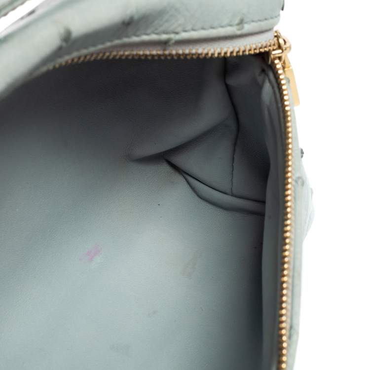 Pre Owned Loro Piana Pale Blue Ostrich L19 Pouch 