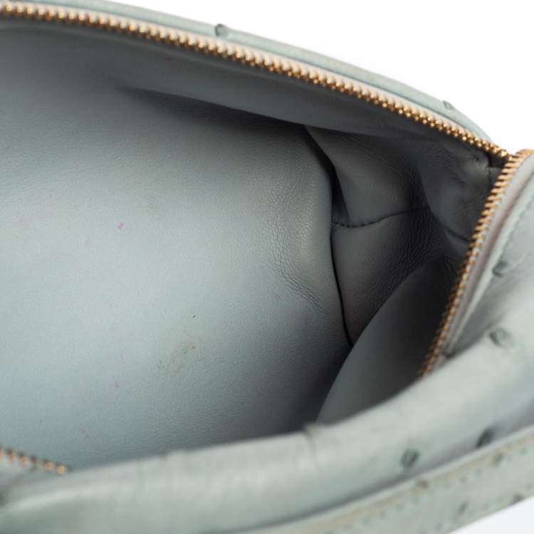 Pre Owned Loro Piana Pale Blue Ostrich L19 Pouch 